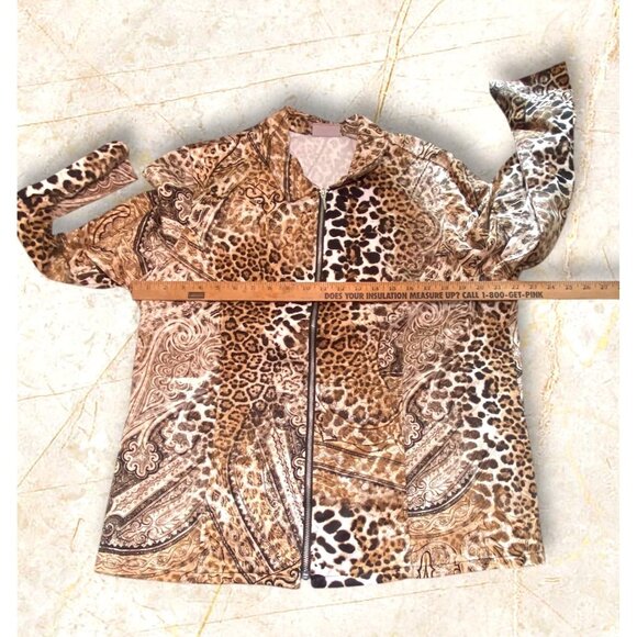 Chicos Leopard Print Lightweight Zip Jacket Size 3 Paisley Mix Design Womens - Picture 4 of 8
